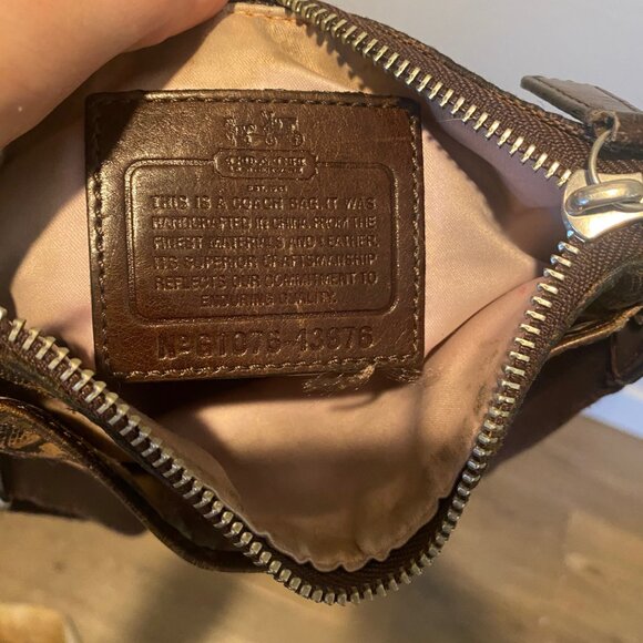Coach Monogram Canvas Crossbody Bag Brown Vintage Purse 8.5x7.5 - Picture 6 of 6